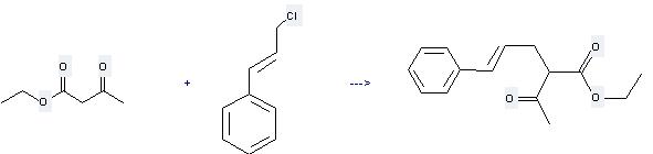 Cinnamyl chloride can react with Acetoacetic acid ethyl ester to get 2-trans-Cinnamyl-acetoacetic acid ethyl ester.